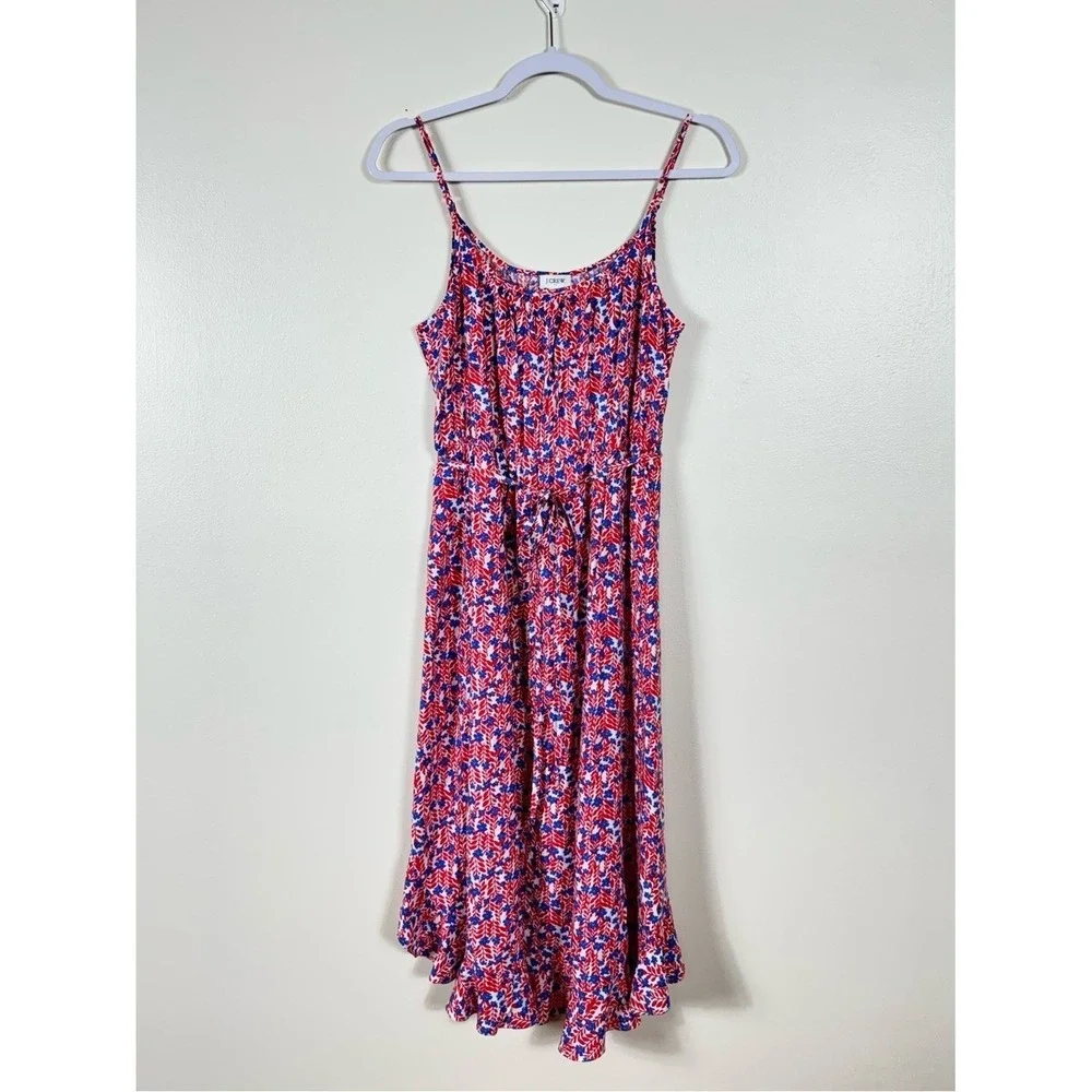 J Crew Floral Midi Dress Size 4 Ruffle Feminine Garden Party Coquette Wedding